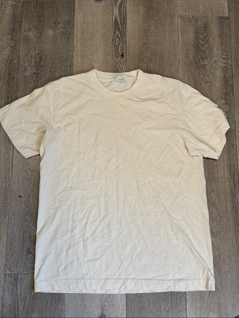 Everybody.World Men's Short Sleeve Crew T-Shirt in Light Beige Made in LA 0864